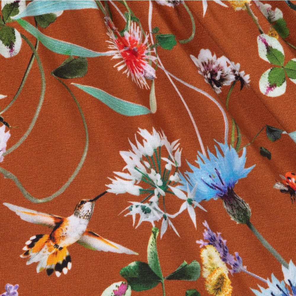 Molo-فستان قطن عضوي جيرسي لون بني بطبعة ورود | Childrensalon Outlet