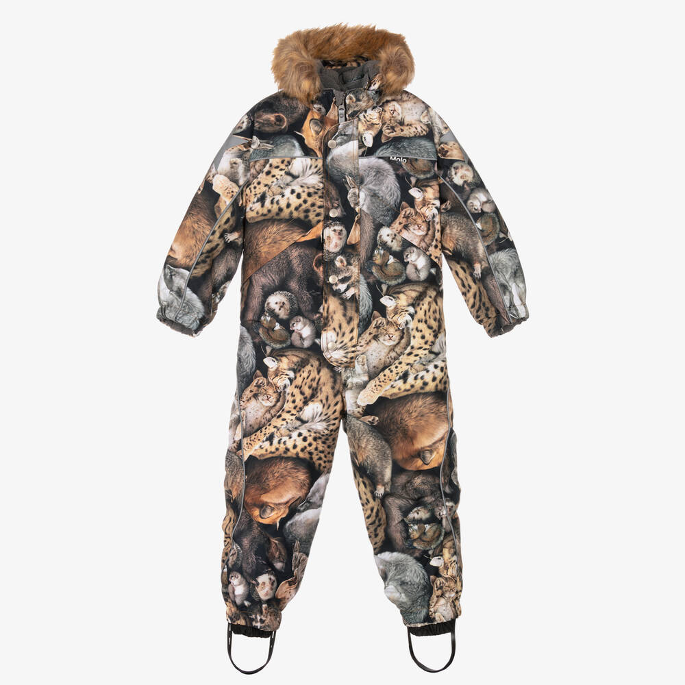Molo-Коричневый зимний комбинезон с животными | Childrensalon Outlet