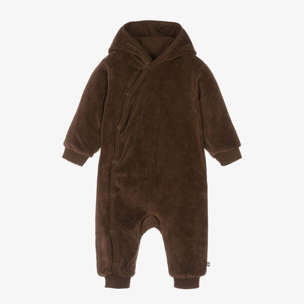 Molo-Brown Velour Hooded Pramsuit | Childrensalon Outlet