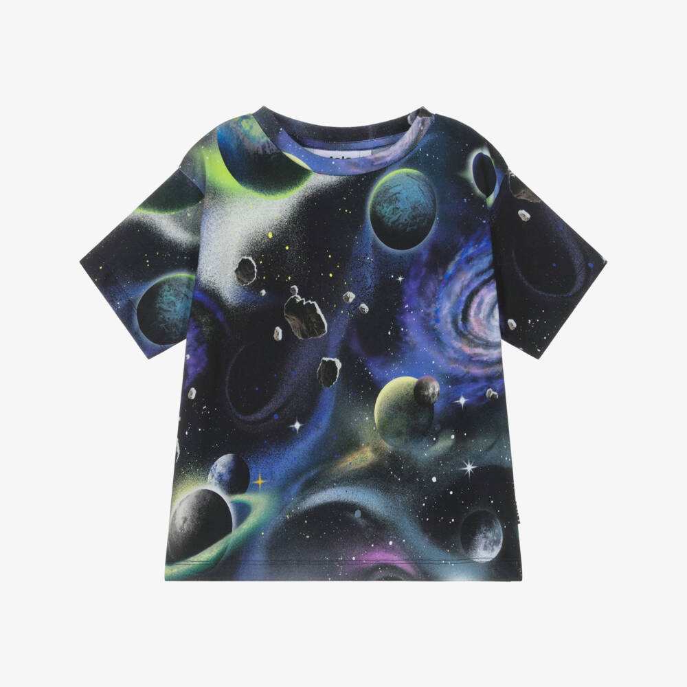 Molo-Colourful Space-Themed Cotton T-Shirt | Childrensalon Outlet