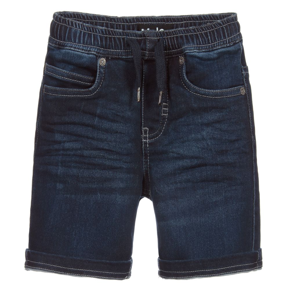 Molo-شورت قطن دنيم ستريتش لون أزرق للأولاد | Childrensalon Outlet