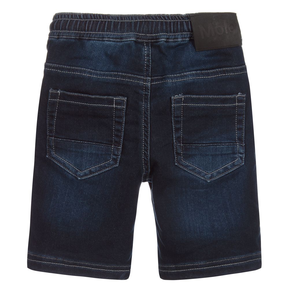 Molo-شورت قطن دنيم ستريتش لون أزرق للأولاد | Childrensalon Outlet