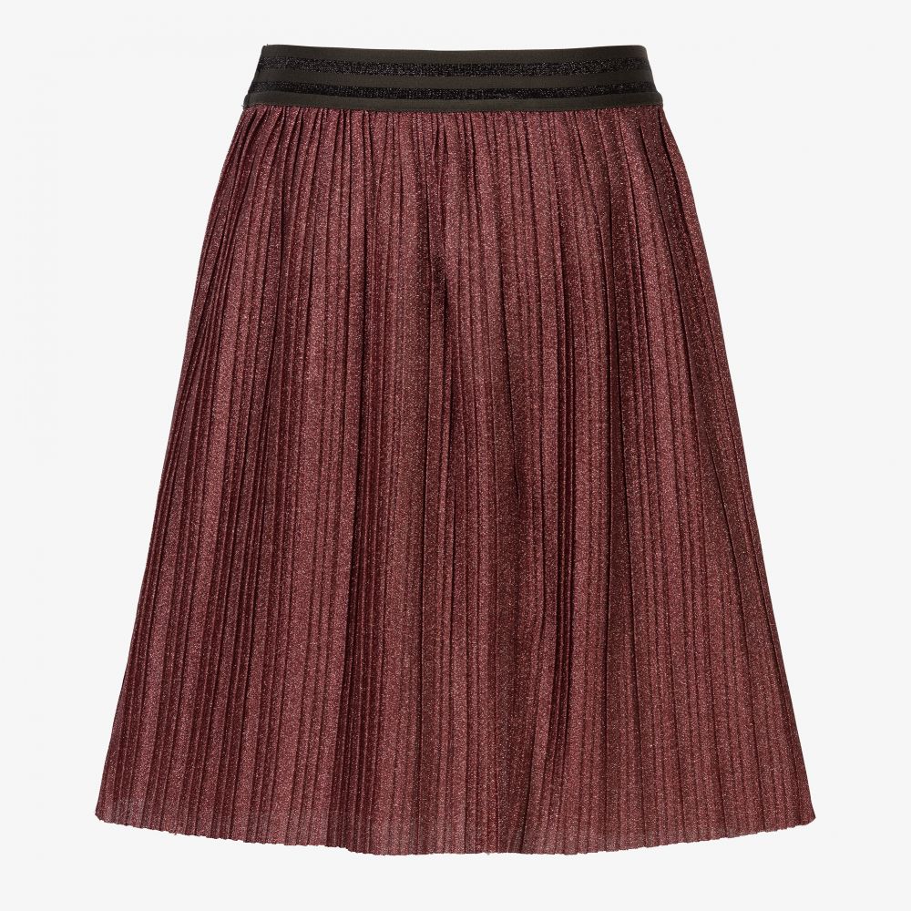 Dark red pleated skirt discount