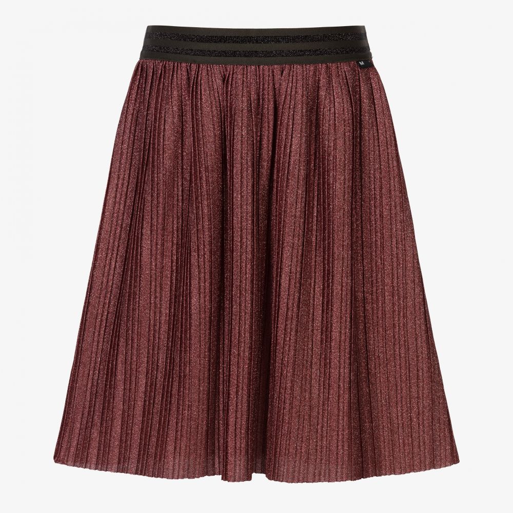 Molo - Dark Red Lurex Pleated Skirt | Childrensalon