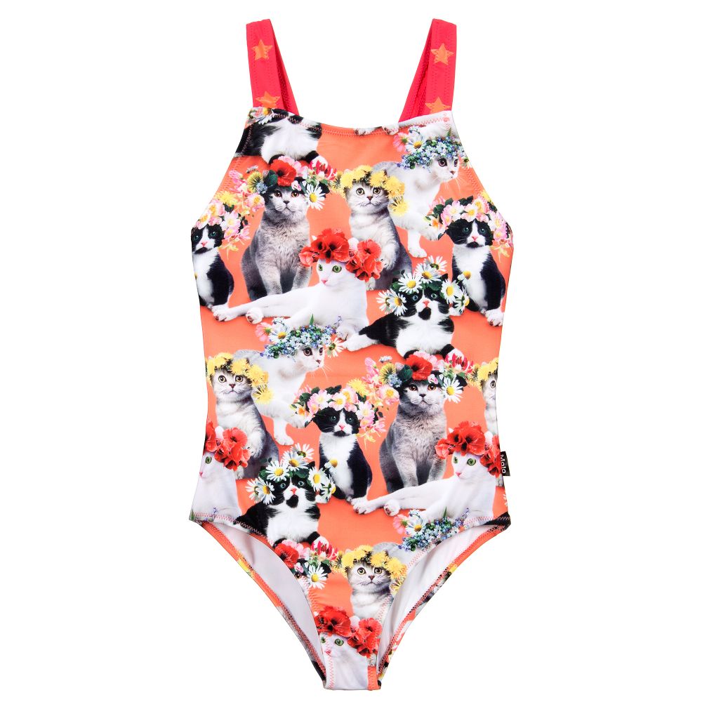 Molo - Badeanzug mit Katzen- und Blumen-Print (UPF 50+) | Childrensalon