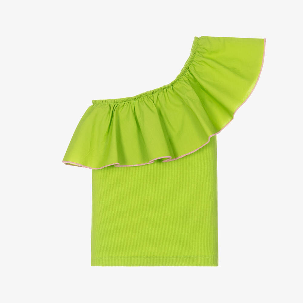 Molo-بلوزة خضراء غير متناظرة للبنات مع كشكش | Childrensalon Outlet
