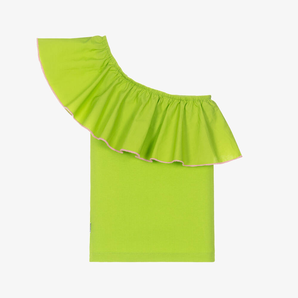 Molo-Асимметричный топ с оборками зеленый для девочек | Childrensalon Outlet
