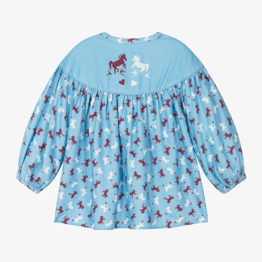Molo-بلوزة بناتية زرقاء بطبعة الفروسية | Childrensalon Outlet