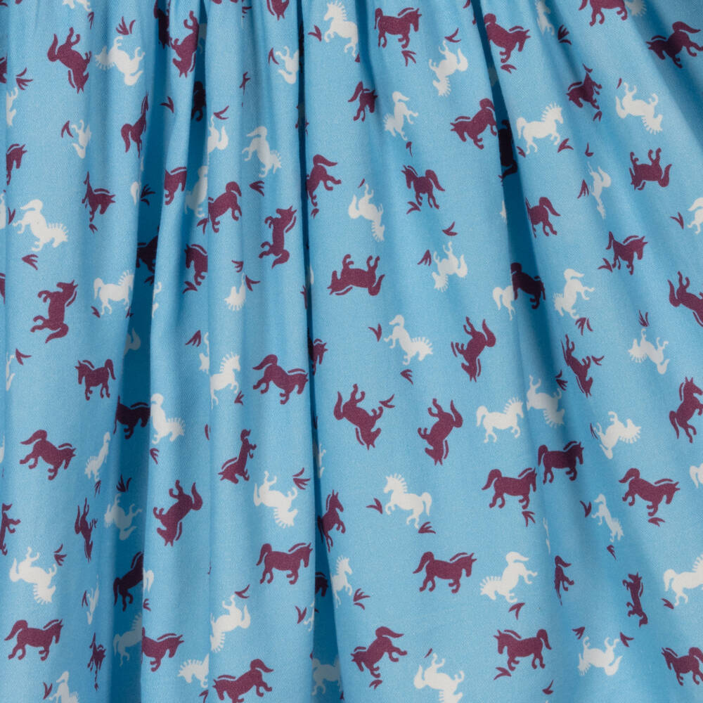 Molo-فستان أزرق بنقشة الخيول للبنات | Childrensalon Outlet