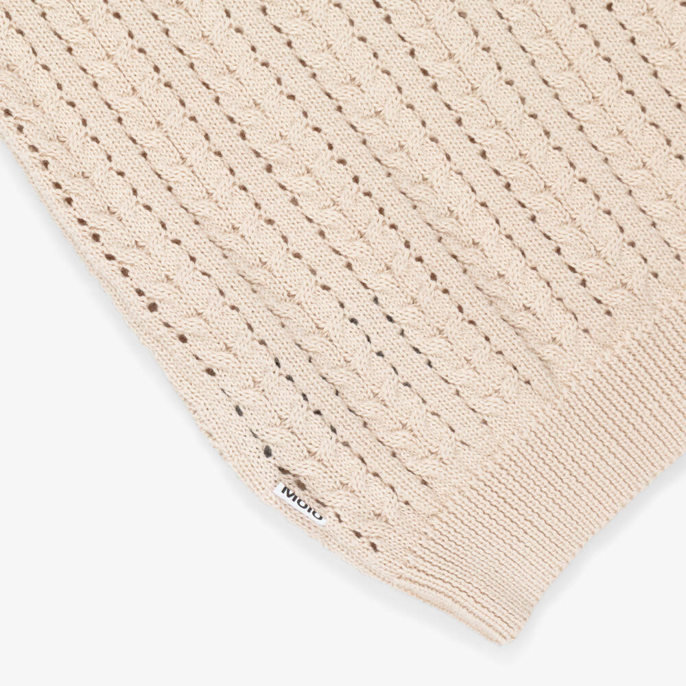 Molo-Girls Beige Cotton Lacy Knit Polo Shirt | Childrensalon Outlet