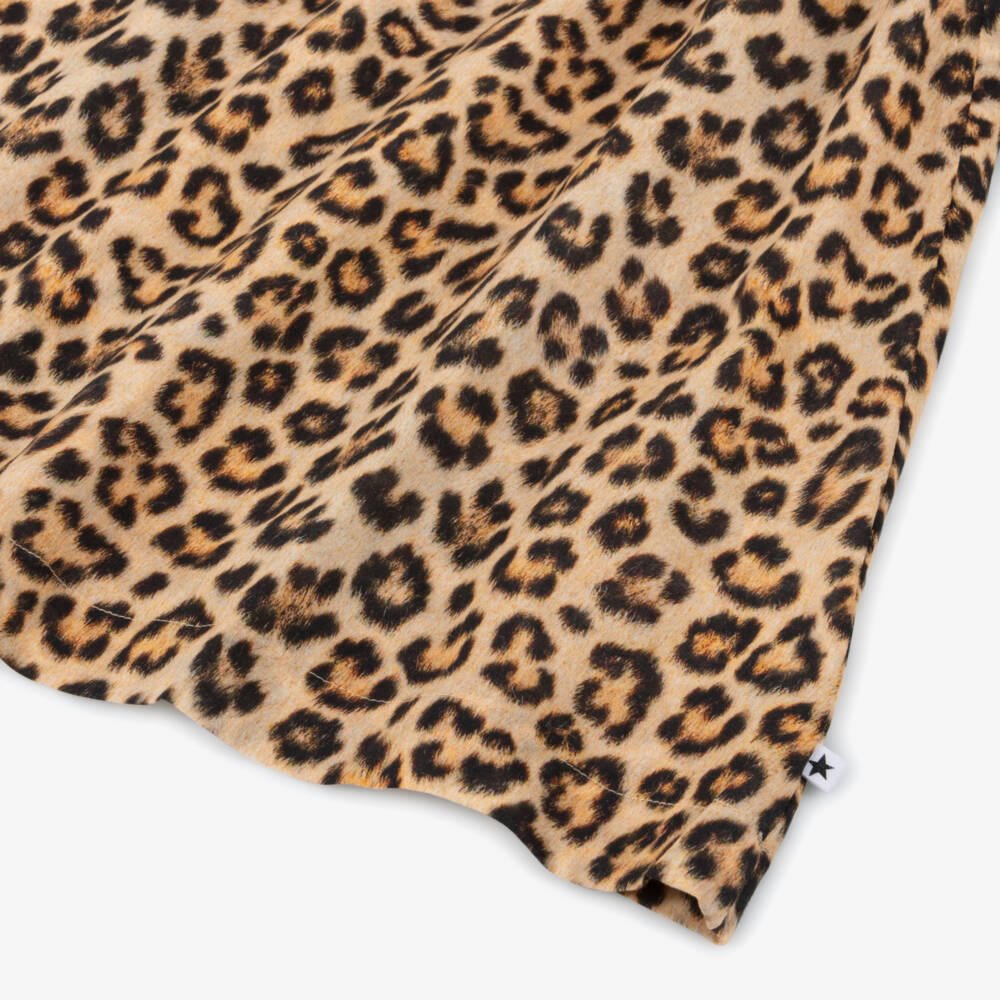 Molo-Girls Beige Cotton Leopard Beach Dress | Childrensalon Outlet