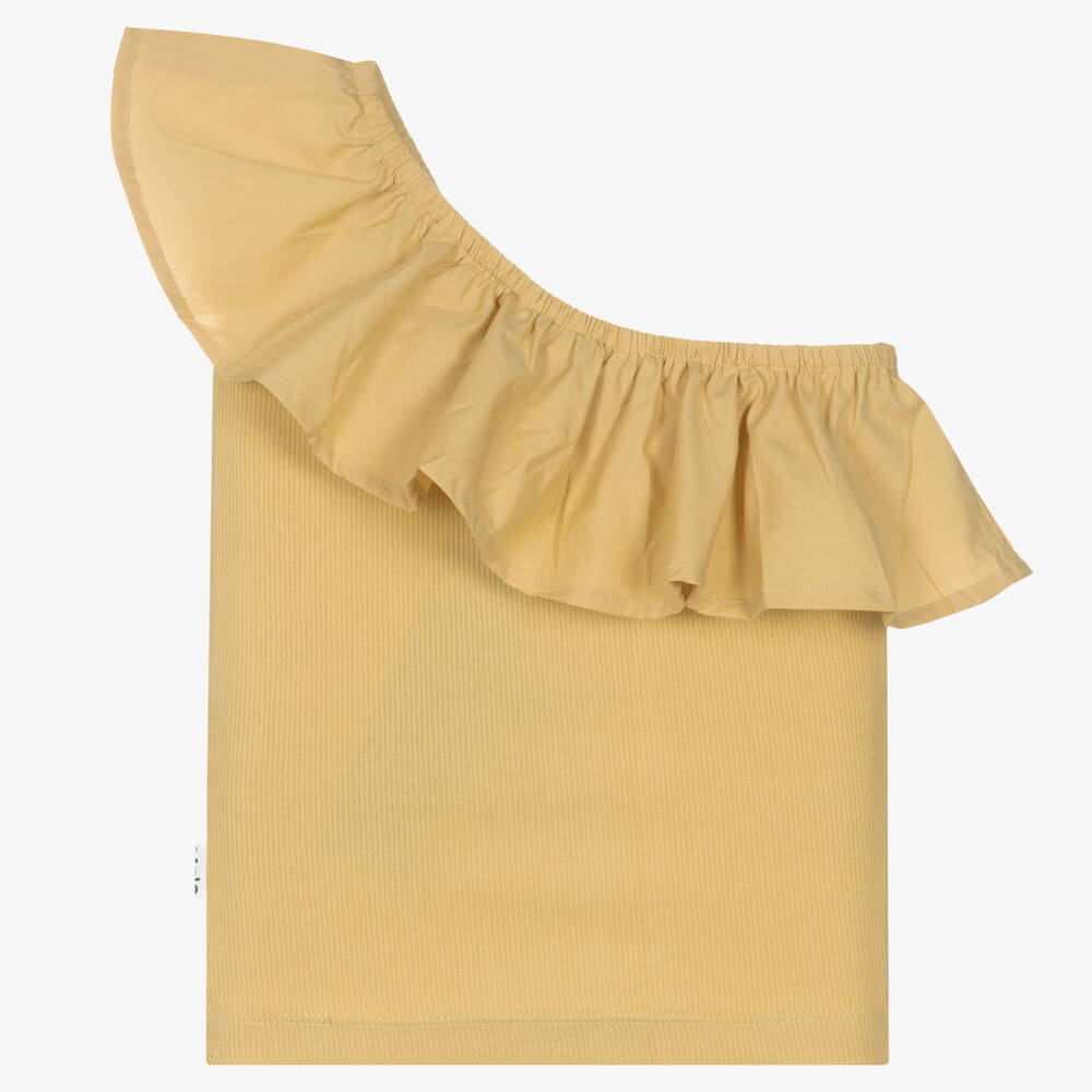 Molo-Girls Beige Cotton Ruffle Top | Childrensalon Outlet
