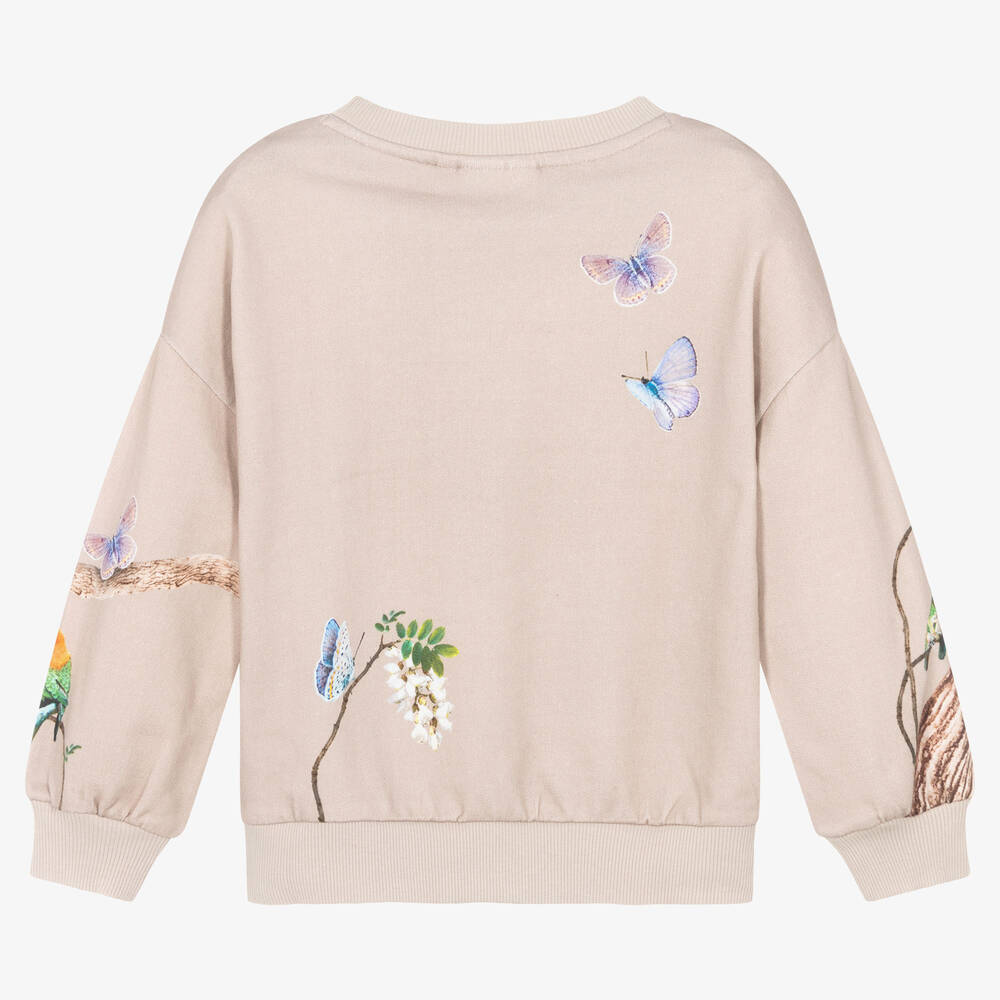 Molo-Girls Beige Cotton Sweatshirt | Childrensalon Outlet
