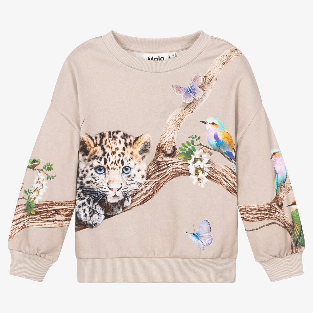 Molo - Sweat en coton beige fille | Childrensalon