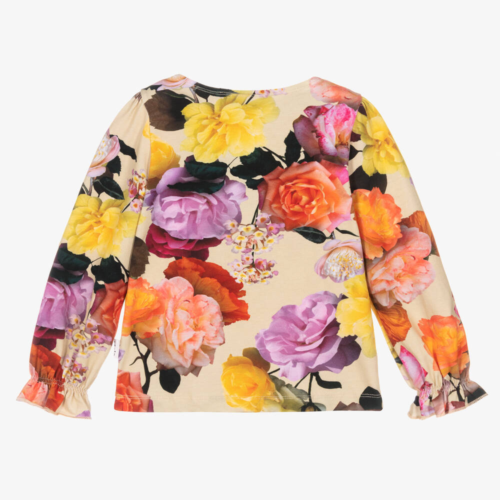 Molo-Бежевая хлопковая футболка с цветами | Childrensalon Outlet