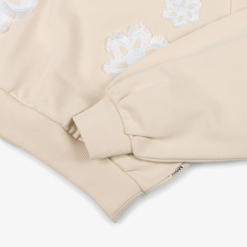 Molo-Girls Beige Floral Organic Sweatshirt | Childrensalon Outlet