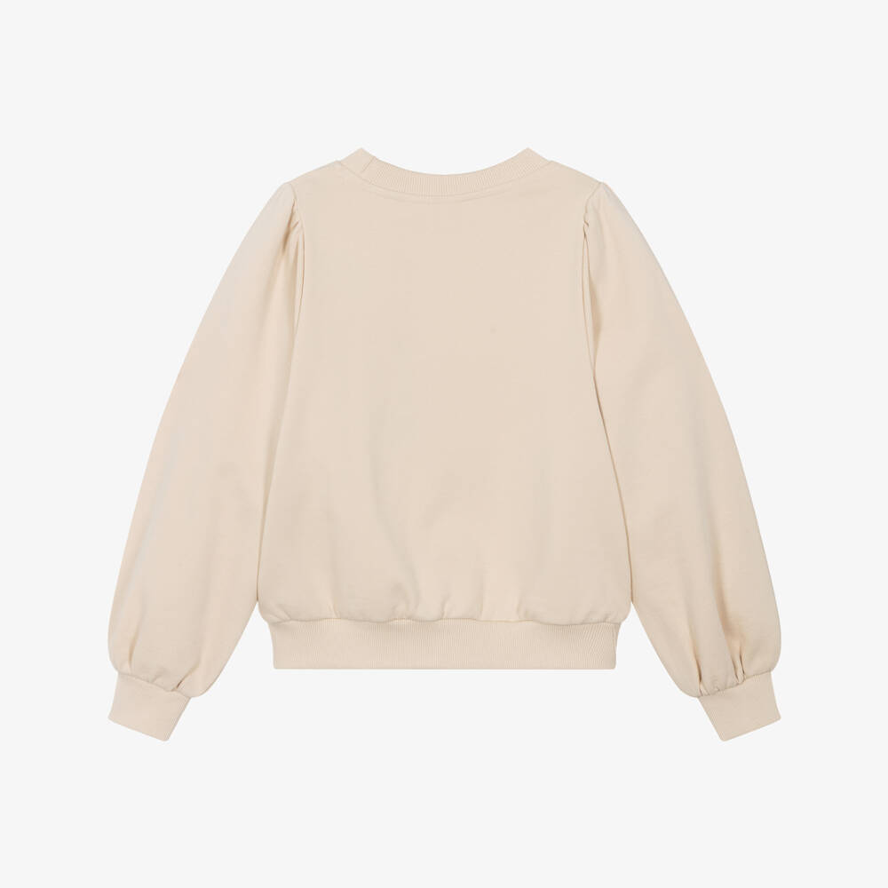 Molo-Girls Beige Floral Organic Sweatshirt | Childrensalon Outlet