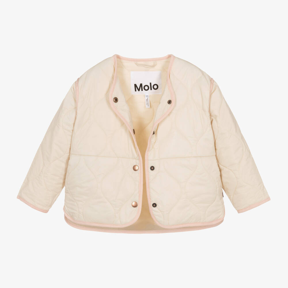 Molo-Girls Beige Frill Collar Jacket | Childrensalon Outlet