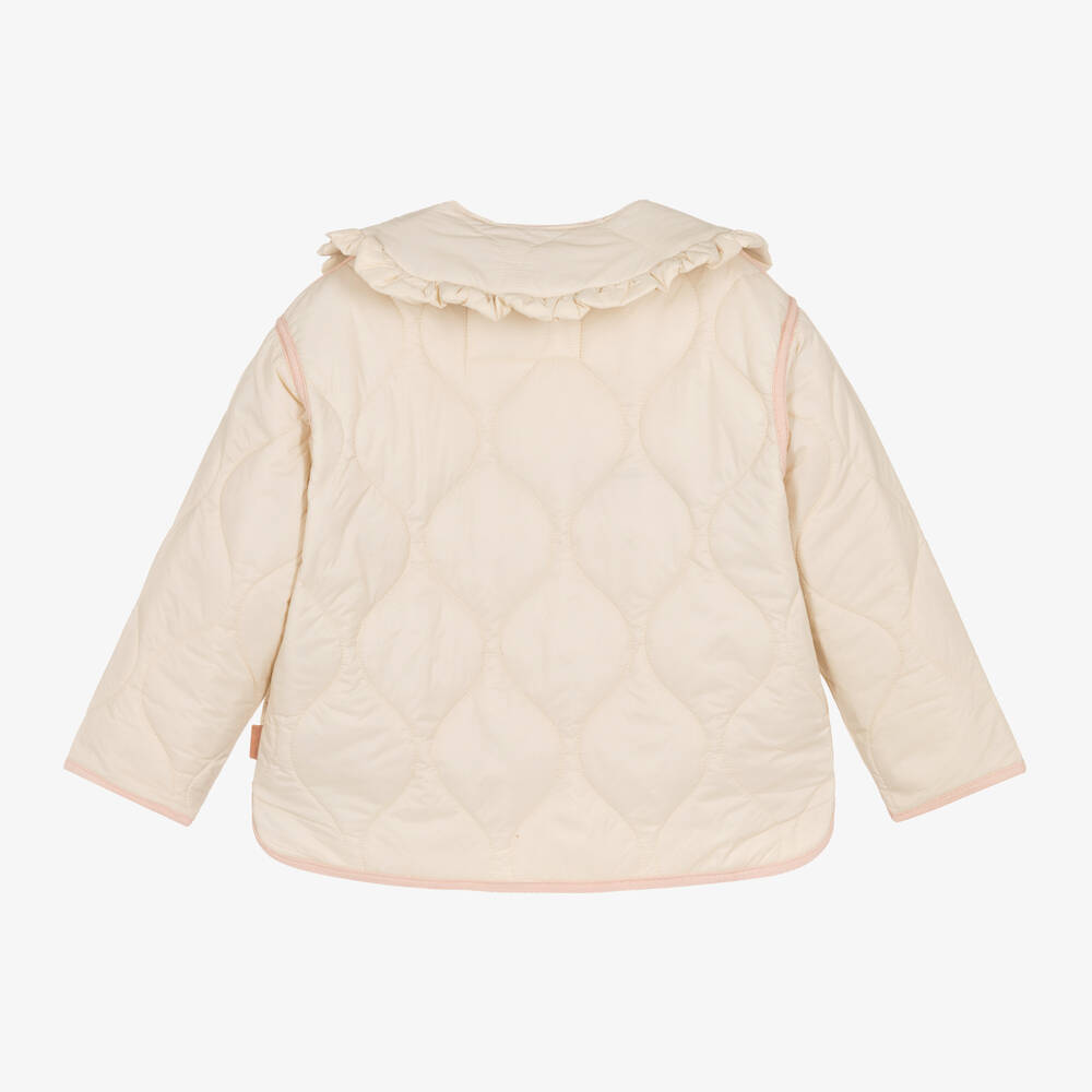 Molo-Girls Beige Frill Collar Jacket | Childrensalon Outlet