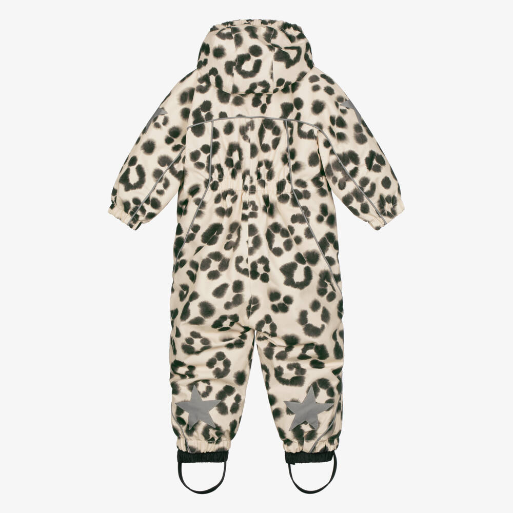 Molo-Girls Beige Leopard Print Snowsuit | Childrensalon Outlet