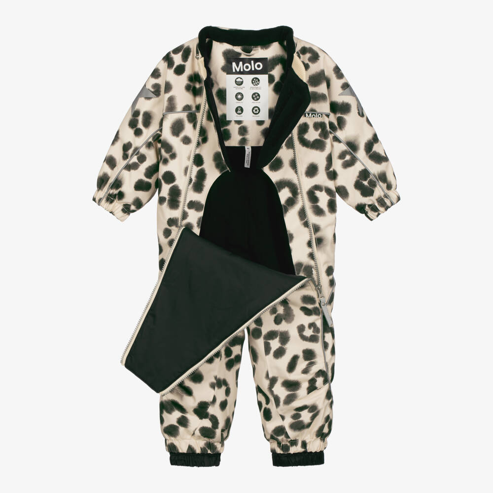 Molo-Girls Beige Leopard Print Snowsuit | Childrensalon Outlet
