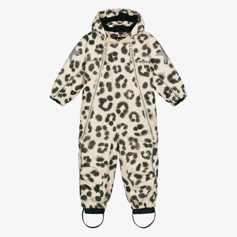 Molo-Girls Beige Leopard Print Snowsuit | Childrensalon Outlet