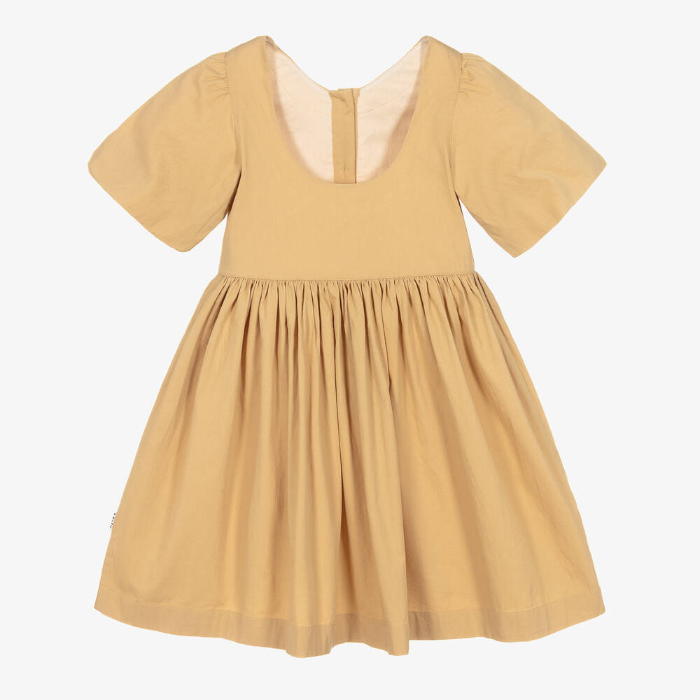 Molo-Girls Beige Organic Cotton Dress | Childrensalon Outlet