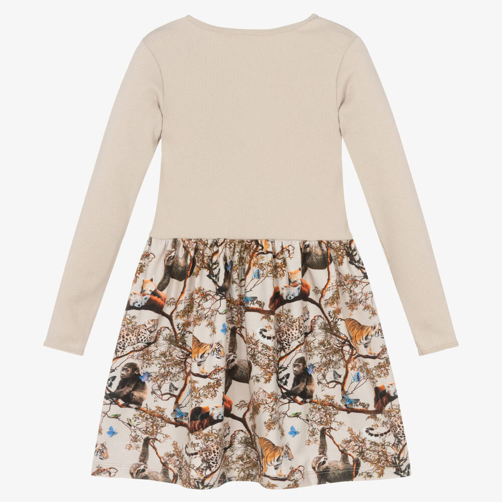 Molo-Girls Beige Organic Cotton Dress | Childrensalon Outlet