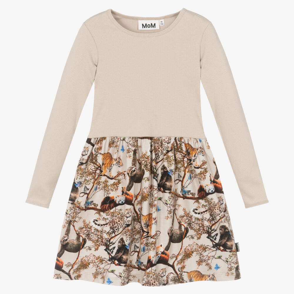 Molo-Girls Beige Organic Cotton Dress | Childrensalon Outlet