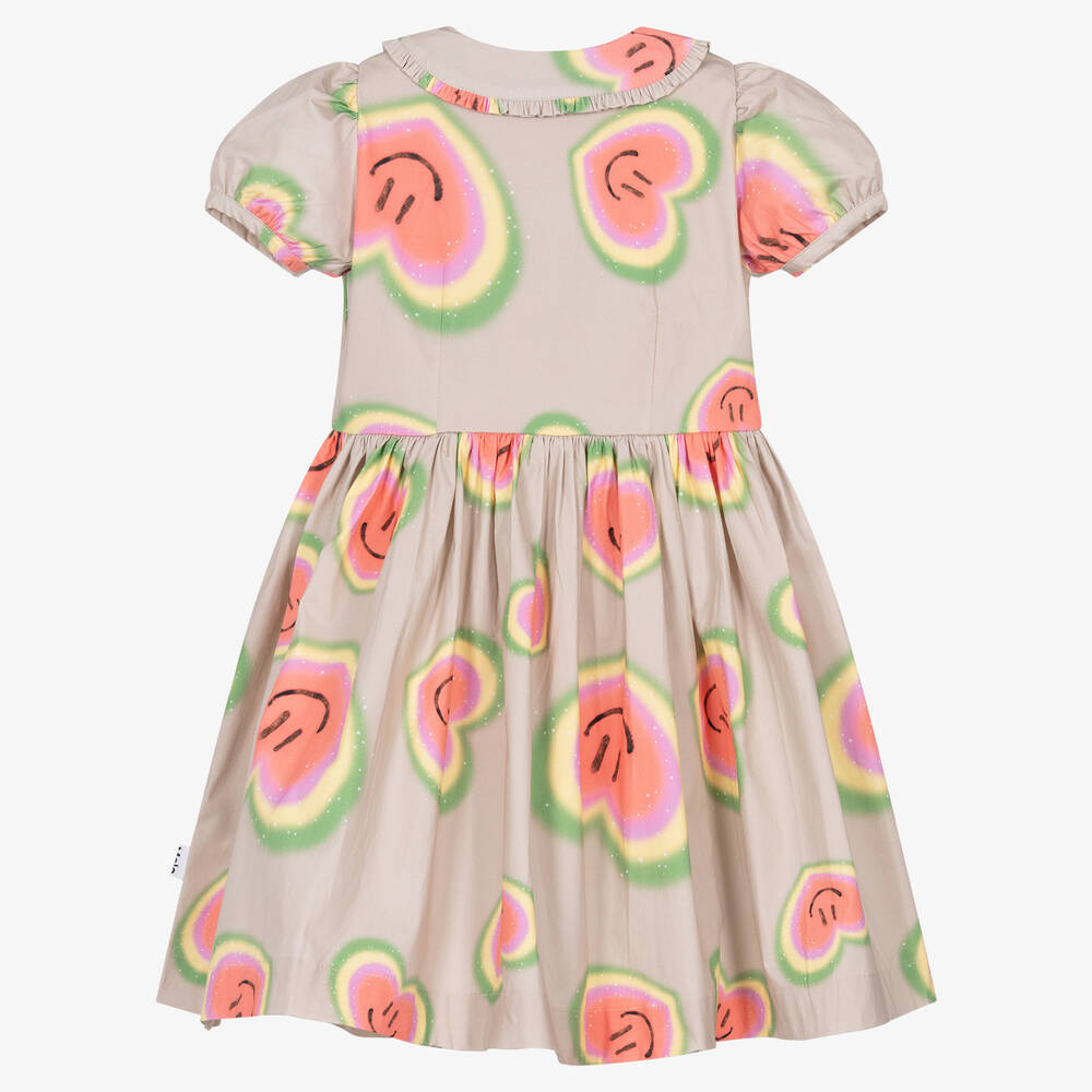 Molo-Бежевое платье из органического хлопка с сердечками | Childrensalon Outlet