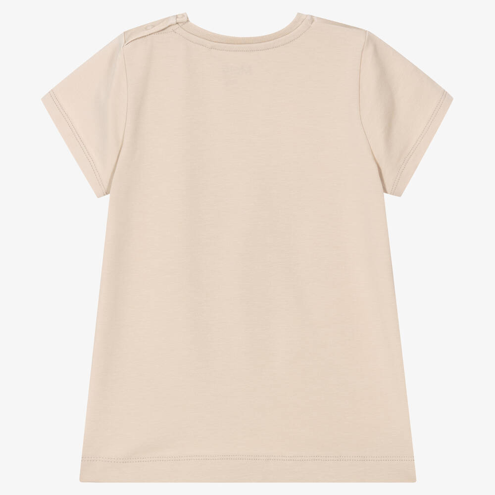 Molo-Girls Beige Organic Cotton Horse T-Shirt | Childrensalon Outlet