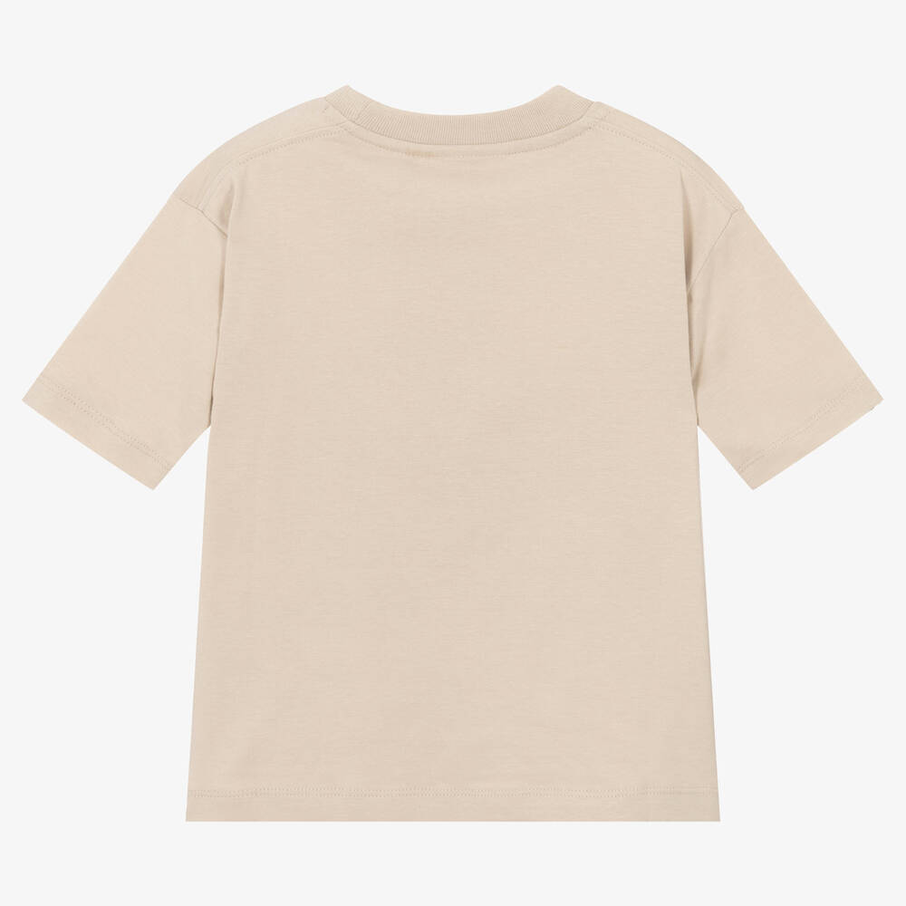 Molo-Girls Beige Organic Cotton T-Shirt | Childrensalon Outlet