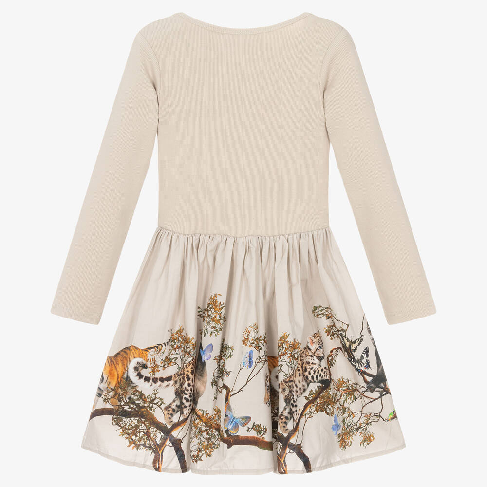 Molo-Girls Beige Organic Cotton Treetop Dress | Childrensalon Outlet