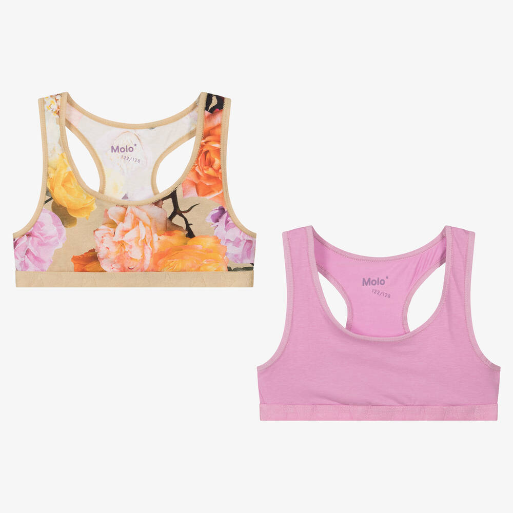 Molo-Girls Beige & Pink Bra Top (2 Pack) | Childrensalon Outlet