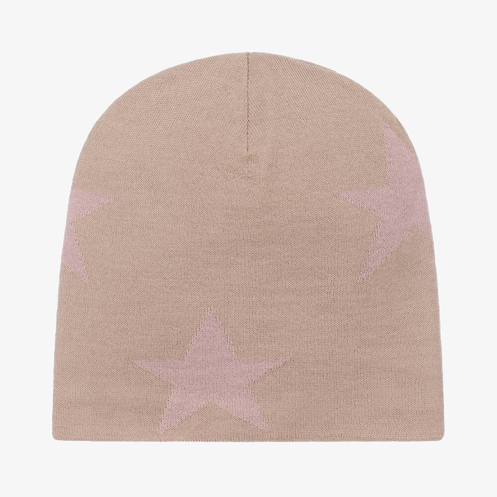 Molo - Bonnet beige rose laine fille | Childrensalon