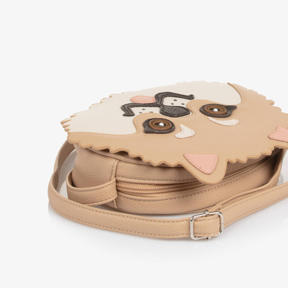 Molo-Girls Beige Pomeranian Dog Shoulder Bag (22cm) | Childrensalon Outlet