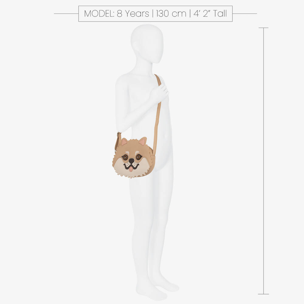 Molo-Girls Beige Pomeranian Dog Shoulder Bag (22cm) | Childrensalon Outlet