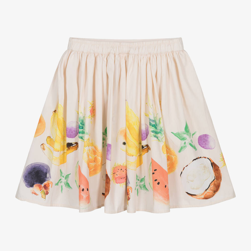 Molo-Girls Beige Poplin Fruit Skirt | Childrensalon Outlet