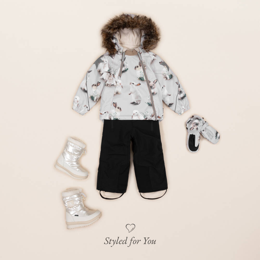 Molo-Girls Beige Rabbit Winter Parka | Childrensalon Outlet
