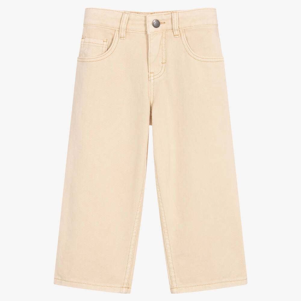 Molo - Girls Beige Straight Leg Jeans | Childrensalon