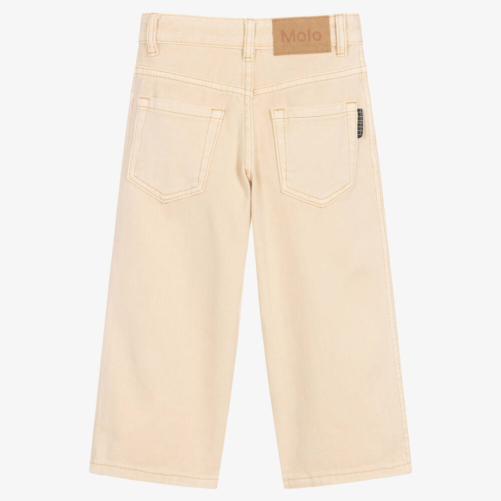 Molo-Girls Beige Straight Leg Jeans | Childrensalon Outlet