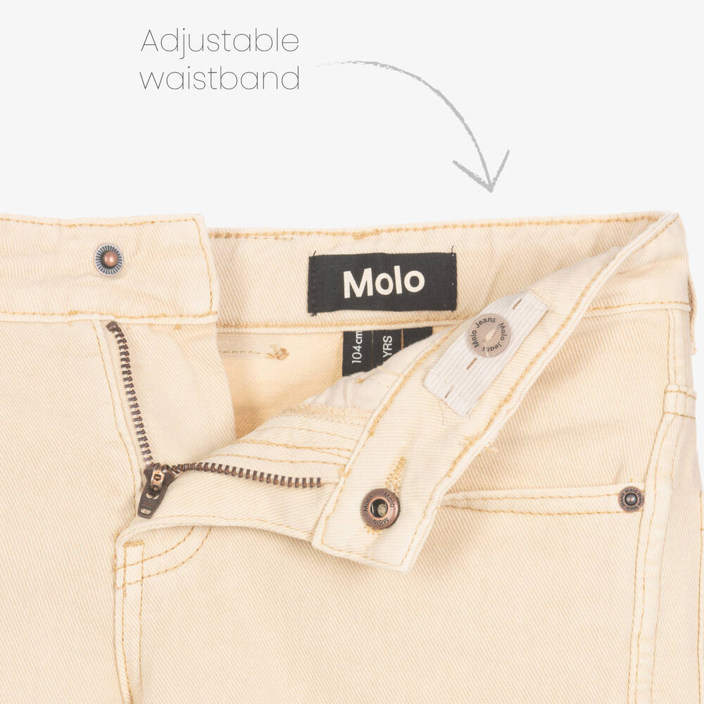 Molo-Girls Beige Straight Leg Jeans | Childrensalon Outlet