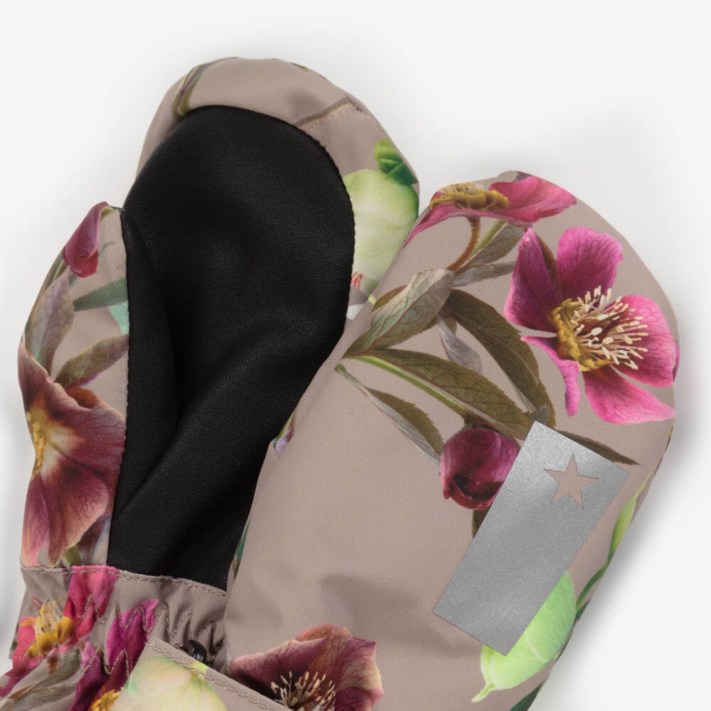 Molo-Girls Beige Winter Bloom Mittens | Childrensalon Outlet
