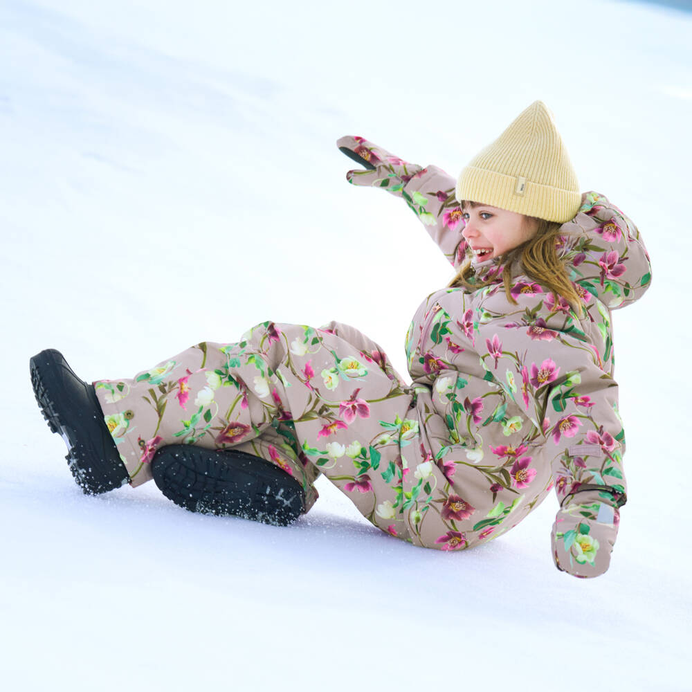 Molo-Girls Beige Winter Bloom Mittens | Childrensalon Outlet
