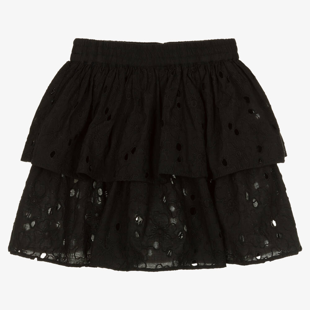 Molo-Girls Black Broiderie Anglaise Skirt | Childrensalon Outlet