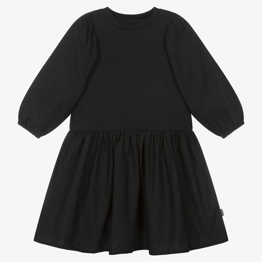 Molo - Robe noire en coton fille | Childrensalon