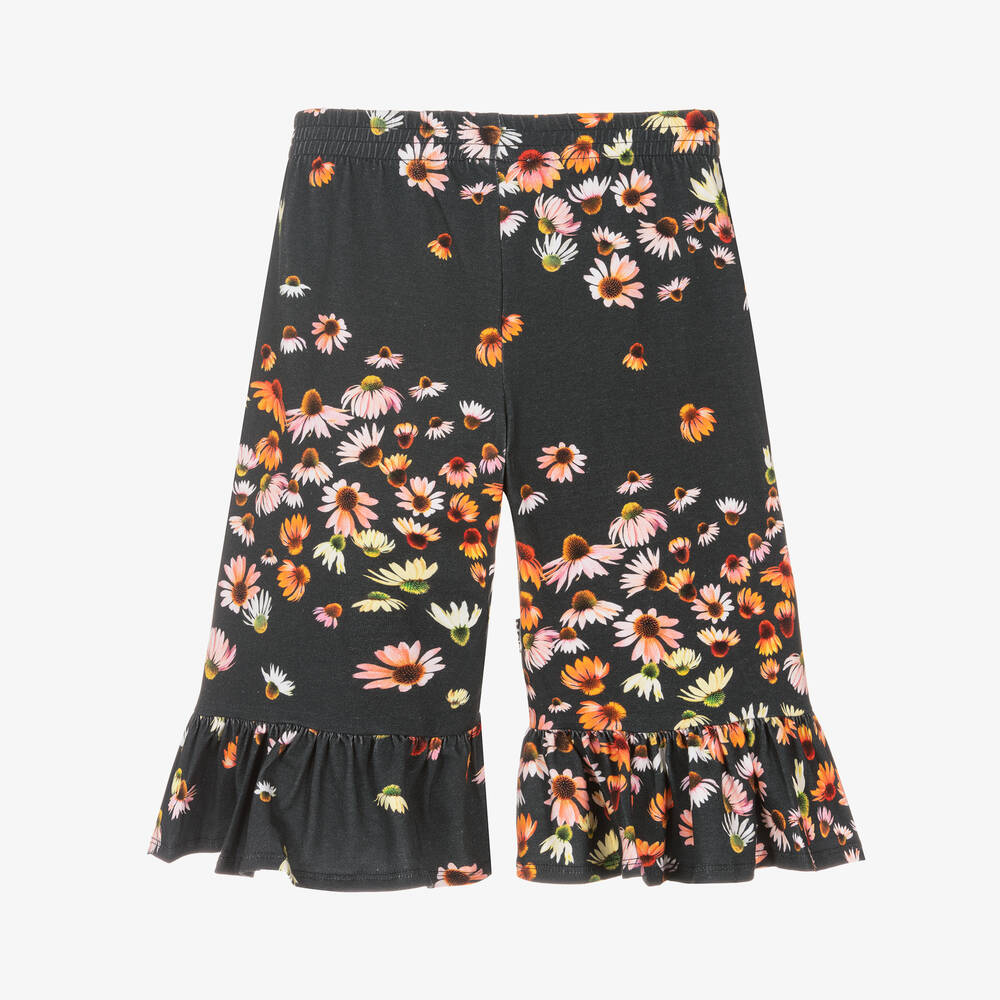 Molo-Girls Black Cotton Floral Trousers | Childrensalon Outlet