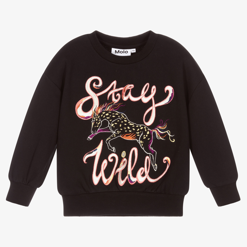 Molo - Girls Black Cotton Sweatshirt | Childrensalon