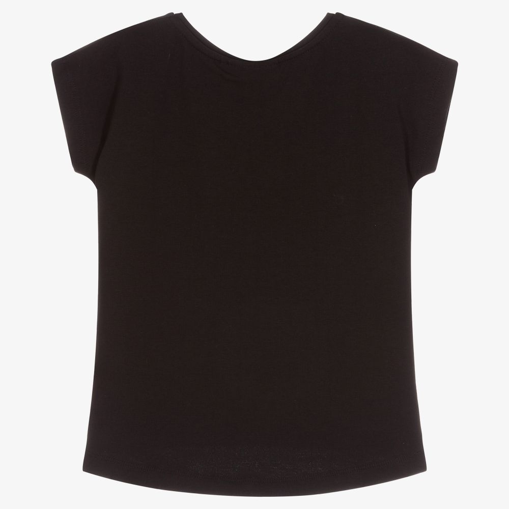 Molo-Girls Black Cotton T-Shirt | Childrensalon Outlet
