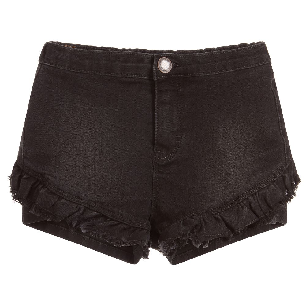 Molo Girls Black Denim Shorts Childrensalon Outlet